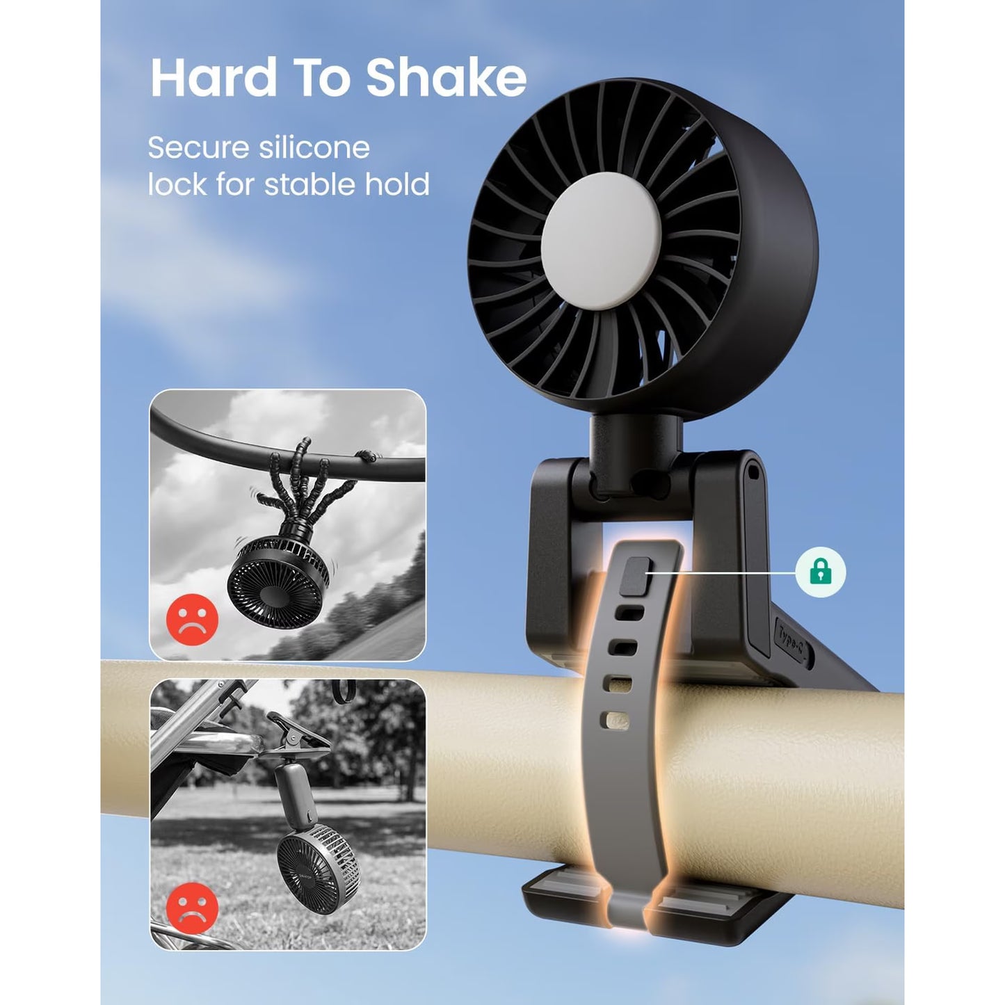 Foldable Clip-On Portable Stroller Fan with 4 Wind Speeds