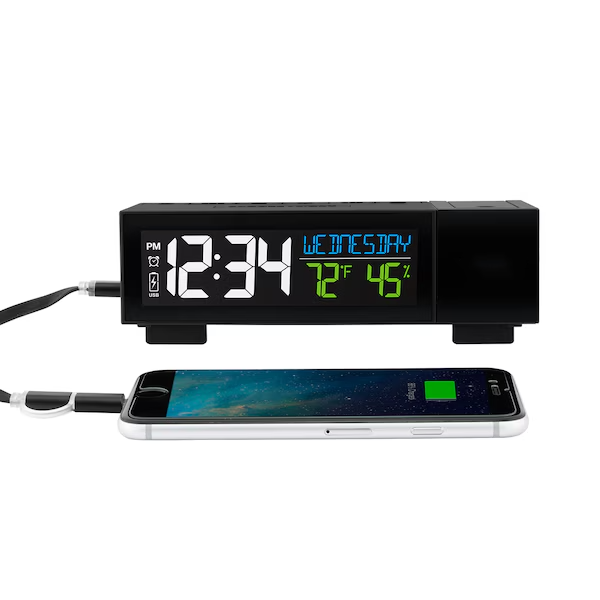 Pop-Up Projection Digital Alarm Clock with USB Charging Port
