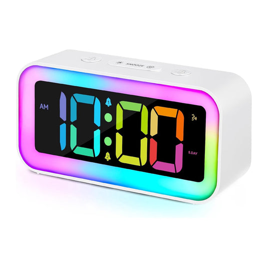 RGB LED Digital Alarm Clock with Color Changing Night Light