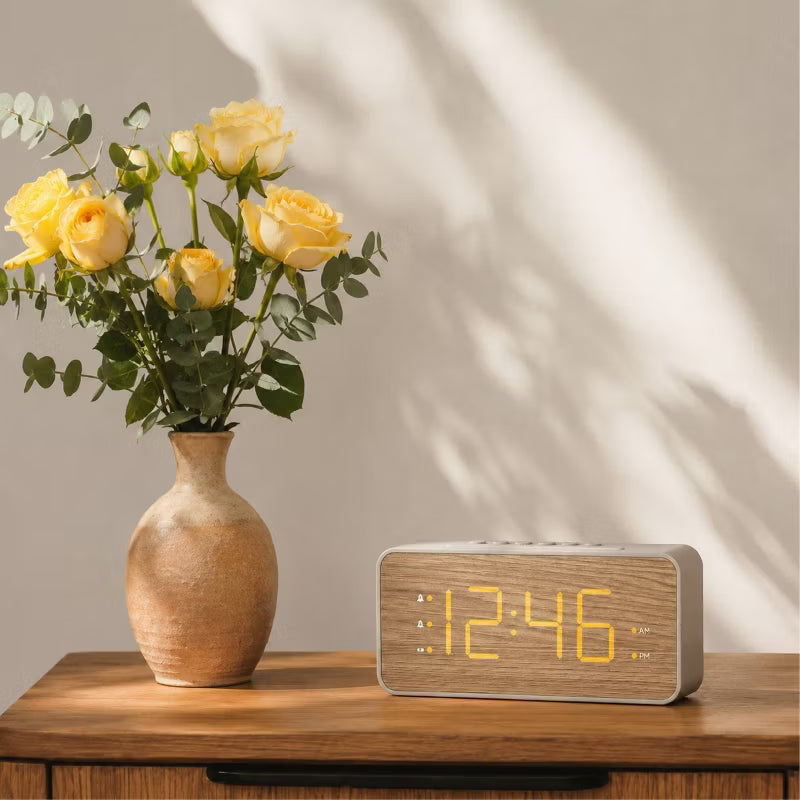 Wood Grain Large Screen Digital Alarm Clock