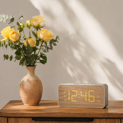 Wood Grain Large Screen Digital Alarm Clock