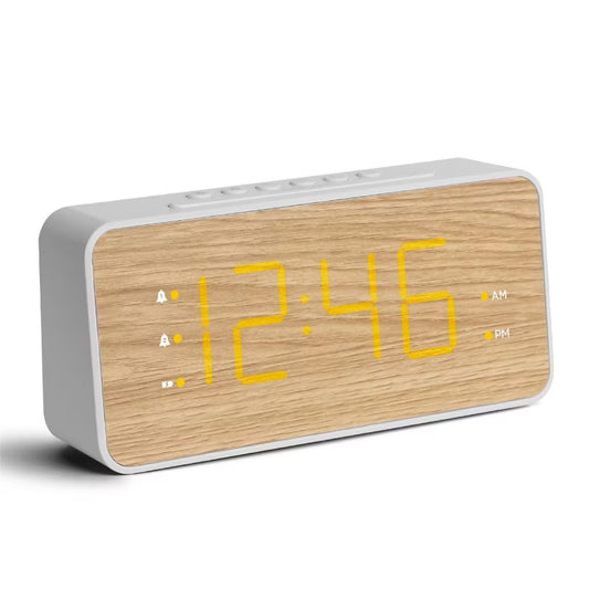 Wood Grain Large Screen Digital Alarm Clock