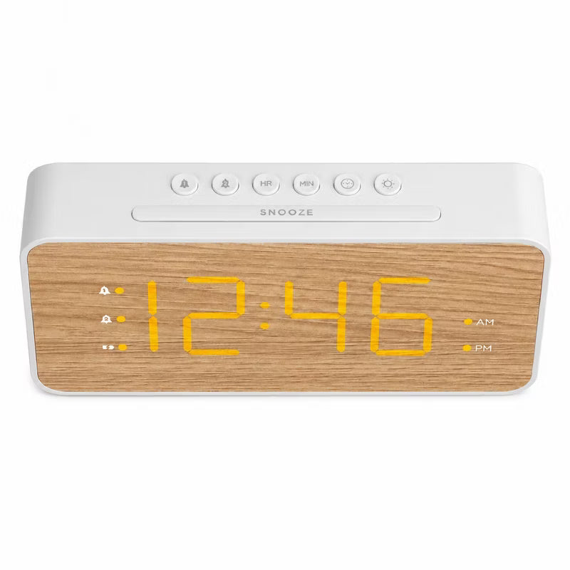 Wood Grain Large Screen Digital Alarm Clock