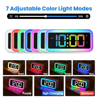 RGB LED Digital Alarm Clock with Color Changing Night Light
